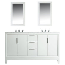 Load image into Gallery viewer, Water Creation Vanity Water Creation EL60CW01PW-R21BX0901 Elizabeth 60-Inch Double Sink Carrara White Marble Vanity In Pure White With Matching Mirror(s) and F2-0009-01-BX Lavatory Faucet(s)