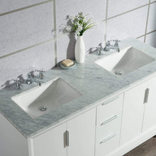 Load image into Gallery viewer, Water Creation Vanity Water Creation EL60CW01PW-R21BX0901 Elizabeth 60-Inch Double Sink Carrara White Marble Vanity In Pure White With Matching Mirror(s) and F2-0009-01-BX Lavatory Faucet(s)