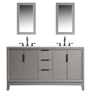 Water Creation Vanity Water Creation EL60CW03CG-000TL1203 Elizabeth 60-Inch Double Sink Carrara White Marble Vanity In Cashmere Grey  With F2-0012-03-TL Lavatory Faucet(s)