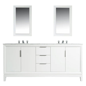 Water Creation Vanity Water Creation EL72CW01PW-000000000 Elizabeth 72-Inch Double Sink Carrara White Marble Vanity In Pure White