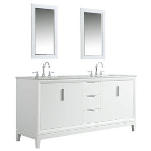 Water Creation Vanity Water Creation EL72CW01PW-000TL1201 Elizabeth 72-Inch Double Sink Carrara White Marble Vanity In Pure White  With F2-0012-01-TL Lavatory Faucet(s)