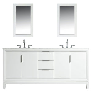 Water Creation Vanity Water Creation EL72CW01PW-R21TL1201 Elizabeth 72-Inch Double Sink Carrara White Marble Vanity In Pure White With Matching Mirror(s) and F2-0012-01-TL Lavatory Faucet(s)