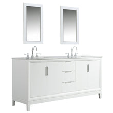 Load image into Gallery viewer, Water Creation Vanity Water Creation EL72CW01PW-R21TL1201 Elizabeth 72-Inch Double Sink Carrara White Marble Vanity In Pure White With Matching Mirror(s) and F2-0012-01-TL Lavatory Faucet(s)