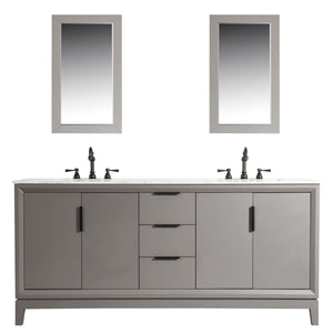 Water Creation Vanity Water Creation EL72CW03CG-000TL1203 Elizabeth 72-Inch Double Sink Carrara White Marble Vanity In Cashmere Grey  With F2-0012-03-TL Lavatory Faucet(s)