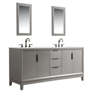 Water Creation Vanity Water Creation EL72CW03CG-000TL1203 Elizabeth 72-Inch Double Sink Carrara White Marble Vanity In Cashmere Grey  With F2-0012-03-TL Lavatory Faucet(s)