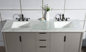 Water Creation Vanity Water Creation EL72CW03CG-000TL1203 Elizabeth 72-Inch Double Sink Carrara White Marble Vanity In Cashmere Grey  With F2-0012-03-TL Lavatory Faucet(s)