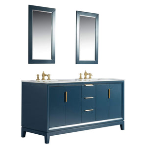 Water Creation Vanity Water Creation EL72CW06MB-000FX1306 Elizabeth 72-Inch Double Sink Carrara White Marble Vanity In Monarch Blue  With F2-0013-06-FX Lavatory Faucet(s)