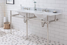 Load image into Gallery viewer, Water Creation Vanity Water Creation Embassy 72 Inch Wide Double Wash Stand, P-Trap, Countertop with Basin, Faucet, Nickel Hardware Finish