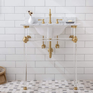 Water Creation Vanity Water Creation EP30D-0612 Empire 30 Inch Wide Single Wash Stand, P-Trap, Counter Top with Basin, and F2-0012 Faucet included in Satin Gold Finish