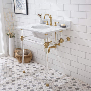 Water Creation Vanity Water Creation EP30D-0612 Empire 30 Inch Wide Single Wash Stand, P-Trap, Counter Top with Basin, and F2-0012 Faucet included in Satin Gold Finish