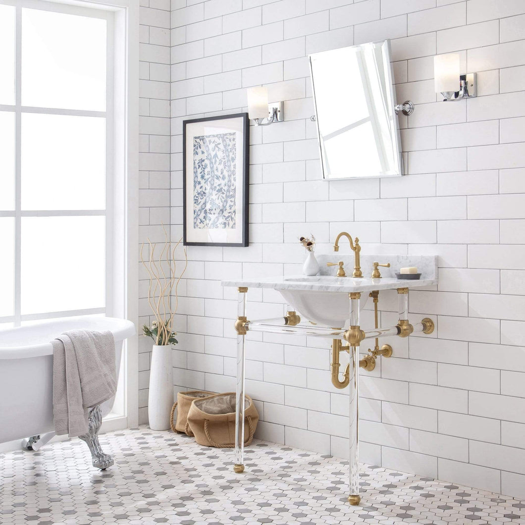 Water Creation Vanity Water Creation EP30D-0612 Empire 30 Inch Wide Single Wash Stand, P-Trap, Counter Top with Basin, and F2-0012 Faucet included in Satin Gold Finish