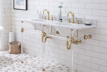 Load image into Gallery viewer, Water Creation Vanity Water Creation EP60C-0600 Empire 60 Inch Wide Double Wash Stand, P-Trap, and Counter Top with Basin included in Satin Gold Finish