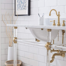 Load image into Gallery viewer, Water Creation Vanity Water Creation EP72D-0612 Empire 72 Inch Wide Double Wash Stand, P-Trap, Counter Top with Basin, and F2-0012 Faucet included in Satin Gold Finish