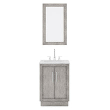 Load image into Gallery viewer, Water Creation HU24CW01GK-R21BL1401 Hugo 24 In. Single Sink Carrara White Marble Countertop Vanity in Grey Oak with Gooseneck Faucet and Mirror