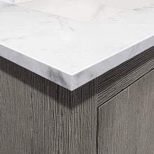 Load image into Gallery viewer, Water Creation Vanity Water Creation HU24CW06GK-000TL1206 Hugo 24 In. Single Sink Carrara White Marble Countertop Vanity in Grey Oak with Hook Faucet