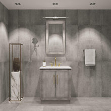 Load image into Gallery viewer, Water Creation Vanity Water Creation HU30CW06GK-000BL1406 Hugo 30 In. Single Sink Carrara White Marble Countertop Vanity in Grey Oak with Gooseneck Faucet