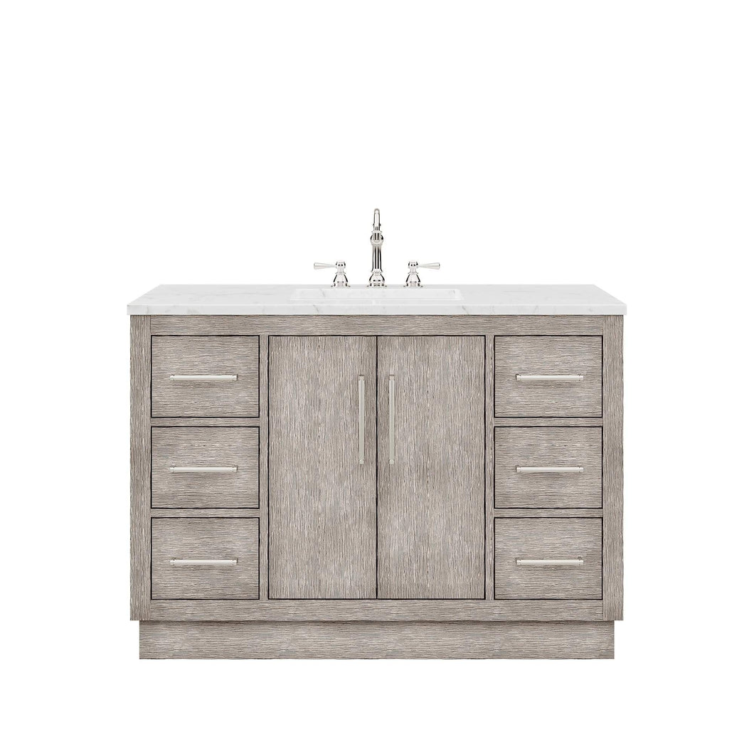 Water Creation Vanity Water Creation HU48CW01GK-000000000 Hugo 48 In. Single Sink Carrara White Marble Countertop Vanity in Grey Oak