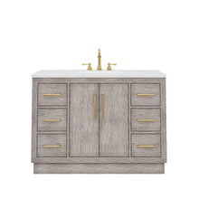 Load image into Gallery viewer, Water Creation Vanity Water Creation HU48CW06GK-000000000 Hugo 48 In. Single Sink Carrara White Marble Countertop Vanity in Grey Oak