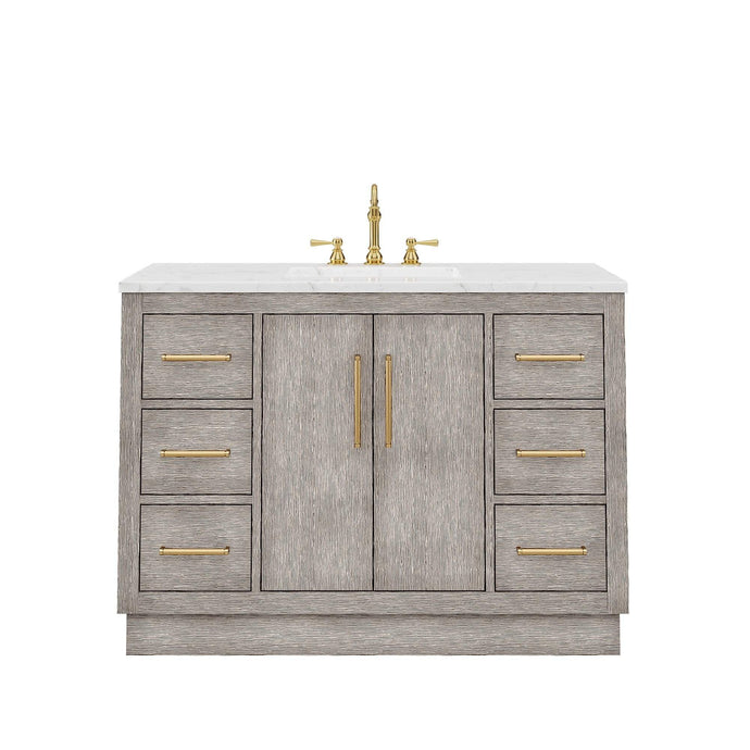 Water Creation Vanity Water Creation HU48CW06GK-000000000 Hugo 48 In. Single Sink Carrara White Marble Countertop Vanity in Grey Oak