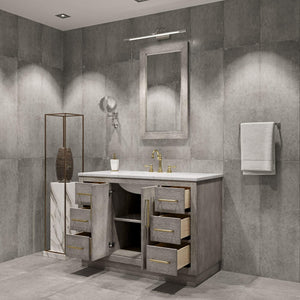 Water Creation Vanity Water Creation HU48CW06GK-000TL1206 Hugo 48 In. Single Sink Carrara White Marble Countertop Vanity in Grey Oak with Hook Faucet