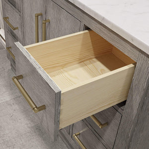 Water Creation Vanity Water Creation HU48CW06GK-R21TL1206 Hugo 48 In. Single Sink Carrara White Marble Countertop Vanity in Grey Oak with Hook Faucet and Mirror