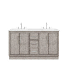 Load image into Gallery viewer, Water Creation Vanity Water Creation HU60CW01GK-000000000 Hugo 60 In. Double Sink Carrara White Marble Countertop Vanity in Grey Oak