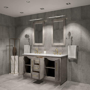 Water Creation Vanity Water Creation HU60CW06GK-R21000000 Hugo 60 In. Double Sink Carrara White Marble Countertop Vanity in Grey Oak with Mirrors