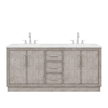 Load image into Gallery viewer, Water Creation Vanity Water Creation HU72CW01GK-000BL1401 Hugo 72 In. Double Sink Carrara White Marble Countertop Vanity in Grey Oak with Gooseneck Faucets