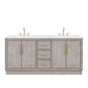 Water Creation Vanity Water Creation HU72CW06GK-000000000 Hugo 72 In. Double Sink Carrara White Marble Countertop Vanity in Grey Oak