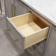Load image into Gallery viewer, Water Creation Vanity Water Creation HU72CW06GK-000BL1406 Hugo 72 In. Double Sink Carrara White Marble Countertop Vanity in Grey Oak with Gooseneck Faucets