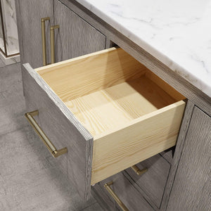 Water Creation Vanity Water Creation HU72CW06GK-000BL1406 Hugo 72 In. Double Sink Carrara White Marble Countertop Vanity in Grey Oak with Gooseneck Faucets