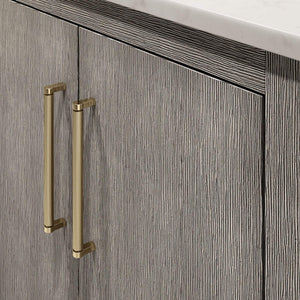 Water Creation Vanity Water Creation HU72CW06GK-R21TL1206 Hugo 72 In. Double Sink Carrara White Marble Countertop Vanity in Grey Oak with Hook Faucets and Mirrors