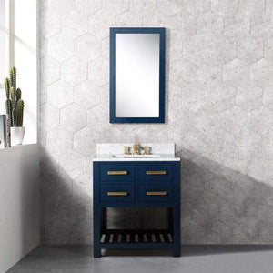 Water Creation Vanity Water Creation MA24C-0612MB Madalyn 24 Inch Monarch Blue Single Sink Bathroom Vanity With Satin Brass Faucet