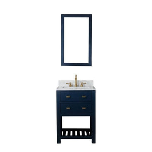 Water Creation Vanity Water Creation MA24C-0612MB Madalyn 24 Inch Monarch Blue Single Sink Bathroom Vanity With Satin Brass Faucet