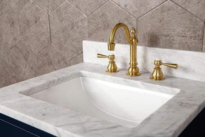 Water Creation Vanity Water Creation MA24D-0612MB Madalyn 24 Inch Monarch Blue Single Sink Bathroom Vanity With Satin Brass Faucet And Mirror