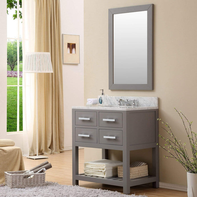 Water Creation Vanity Water Creation MA30CW01CG-000BX0901 30 Inch Cashmere Grey Single Sink Bathroom Vanity With Faucet From The Madalyn Collection