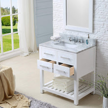 Load image into Gallery viewer, Water Creation Vanity Water Creation MA30CW01PW-R24000000 30 Inch Pure White Single Sink Bathroom Vanity With Matching Framed Mirror From The Madalyn Collection