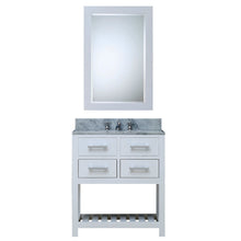 Load image into Gallery viewer, Water Creation Vanity Water Creation MA30CW01PW-R24000000 30 Inch Pure White Single Sink Bathroom Vanity With Matching Framed Mirror From The Madalyn Collection