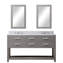 Load image into Gallery viewer, Water Creation Vanity Water Creation MA60CW01CG-R21BX0901 60 Inch Cashmere Grey Double Sink Bathroom Vanity With 2 Matching Framed Mirrors And Faucets From The Madalyn Collection