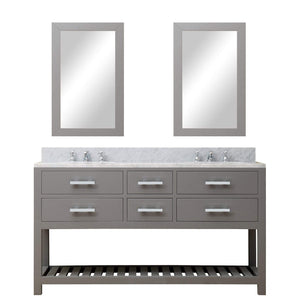 Water Creation Vanity Water Creation MA60CW01CG-R21BX0901 60 Inch Cashmere Grey Double Sink Bathroom Vanity With 2 Matching Framed Mirrors And Faucets From The Madalyn Collection