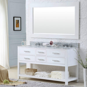 Water Creation Vanity Water Creation MA60CW01PW-R21000000 60 Inch Pure White Double Sink Bathroom Vanity With 2 Matching Framed Mirrors From The Madalyn Collection