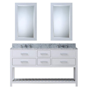 Water Creation Vanity Water Creation MA60CW01PW-R21000000 60 Inch Pure White Double Sink Bathroom Vanity With 2 Matching Framed Mirrors From The Madalyn Collection