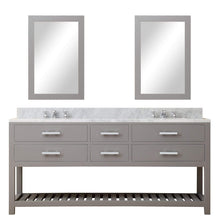 Load image into Gallery viewer, Water Creation Vanity Water Creation MA72CW01CG-R24000000 72 Inch Cashmere Grey Double Sink Bathroom Vanity With 2 Matching Framed Mirrors From The Madalyn Collection