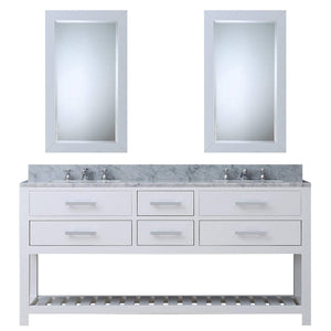 Water Creation Vanity Water Creation MA72CW01PW-R24000000 72 Inch Pure White Double Sink Bathroom Vanity With 2 Matching Framed Mirrors From The Madalyn Collection