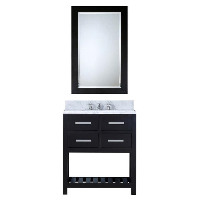 Water Creation Vanity Water Creation MADALYN30EB Madalyn 30 Inch Espresso Single Sink Bathroom Vanity With Matching Framed Mirror
