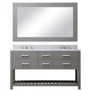 Water Creation Vanity Water Creation MADALYN60GB Madalyn 60 Inch Cashmere Grey Double Sink Bathroom Vanity With Matching Framed Mirror