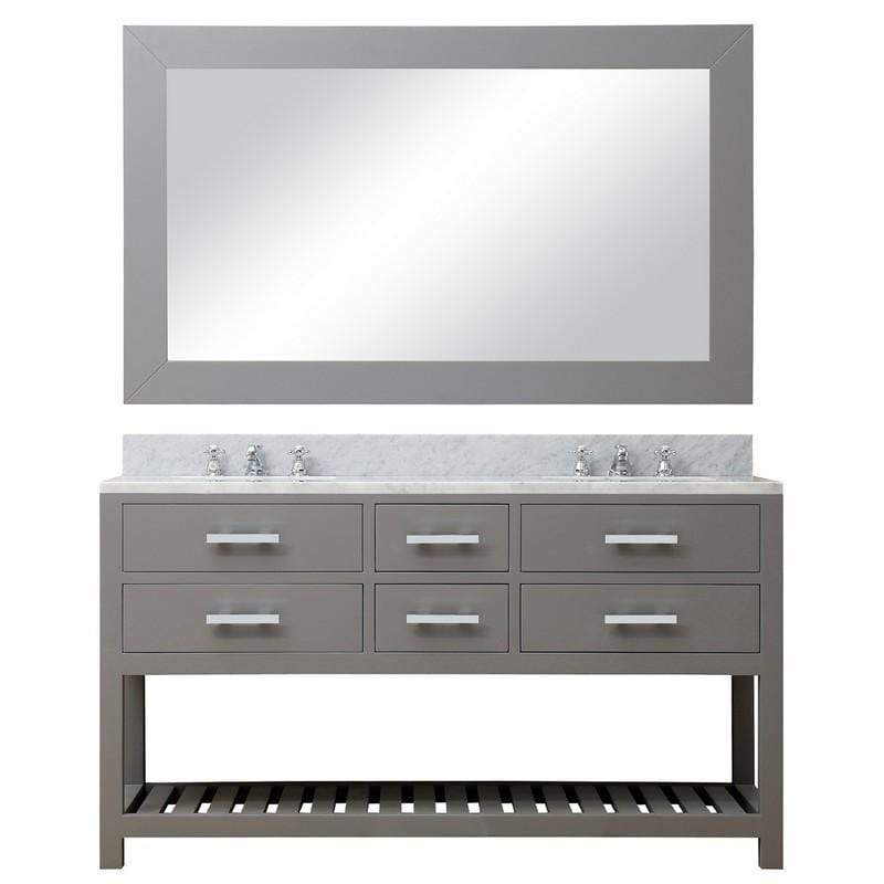 Water Creation Vanity Water Creation MADALYN60GB Madalyn 60 Inch Cashmere Grey Double Sink Bathroom Vanity With Matching Framed Mirror