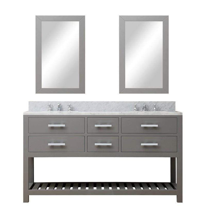 Water Creation Vanity Water Creation MADALYN60GC Madalyn 60 Inch Cashmere Grey Double Sink Bathroom Vanity With 2 Matching Framed Mirrors