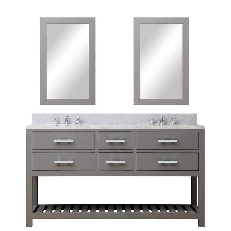 Water Creation Vanity Water Creation MADALYN60GC Madalyn 60 Inch Cashmere Grey Double Sink Bathroom Vanity With 2 Matching Framed Mirrors