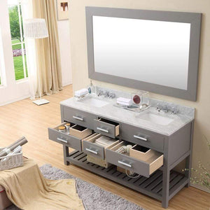 Water Creation Vanity Water Creation MADALYN60GC Madalyn 60 Inch Cashmere Grey Double Sink Bathroom Vanity With 2 Matching Framed Mirrors